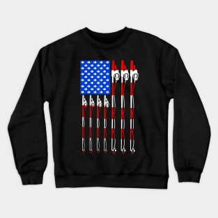 Patriotic Fishing American USA Flag Fishing Pole Crewneck Sweatshirt